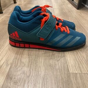 adidas mens powerlifting shoes Teal and Orange size 12